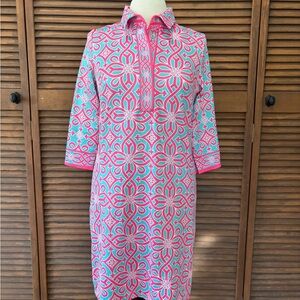 Gretchen Scott Designs Pink and Blue Long Sleeve Dress